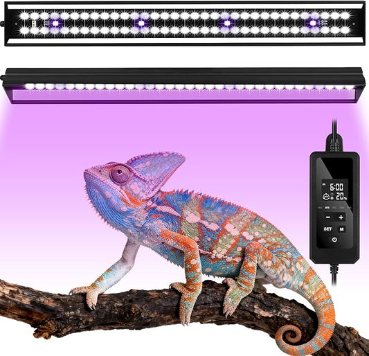 Zingbabu UVB Reptile Light, Dimmable UVA UVB Lamp with Timer & 3 Modes, Adjustable 5.0-20.0 Output, 6500K Daylight LED Reptile Tank Light for Bearded Dragon, Snake, Turtle, 10-40 Gallon (16 INCH)