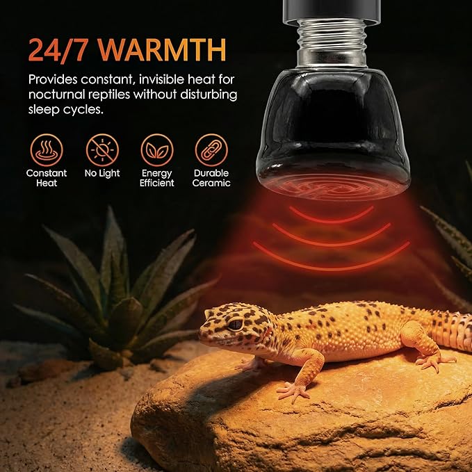 2Pcs 100W Reptile Heat Lamp Ceramic Emitter, Ceramic Heat Lamp for Cats, Chickens, Parrots, Reptiles and Small Animals (Black Mini 110V 100W)