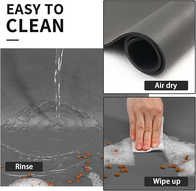 HotLive Dog Food Mat - Absorbent Cat Mat for Food and Water, No Stains Pet Feeding Bowl Mat, Easy to Clean Pet Placemats, Quick Dry Dog Water Dispenser Mat for Messy Drinkers | Dark Grey 12"x 19"