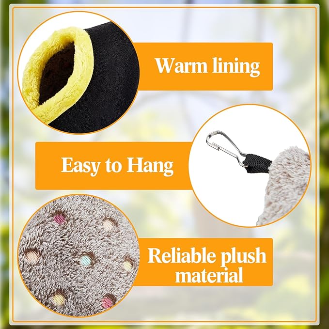 Suzile 2 Pcs Bird Parrot Nest Hammock for Cage Winter Warm Bird Nest House Hanging Plush Hammock Shed Hideaway Cave Hut Toy Hideout House for Lovebird Parrots Parakeets Cockatiel, 2 Colors
