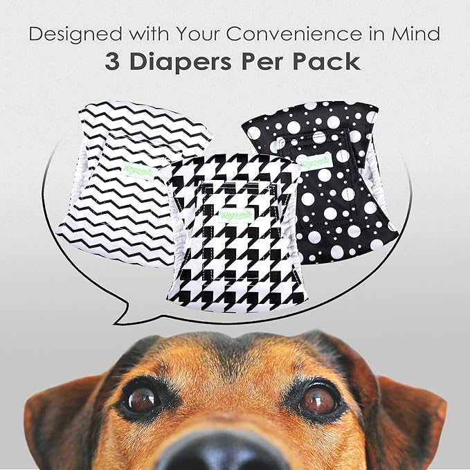 wegreeco Washable Male Dog Belly Band (Stylish Pattern)- Pack of 3 - Washable Male Dog Belly Wrap, Dog Diapers Male (Houndstooth, Large)