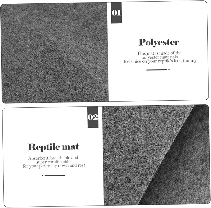 2pcs Absorbent Reptile Mat Tortoise Bedding Breathable and Comfortable Carpet for Lizards Snakes and Geckos Gray for Terrarium Decor