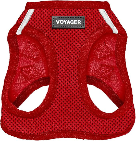 Best Pet Supplies Voyager Step-in Air Harness - All Weather Mesh, Reflective, No Pull Harness for Dogs, Cats - Secure with Hook & Loop Fastener, Buckle, Double D-Rings - Red, XL
