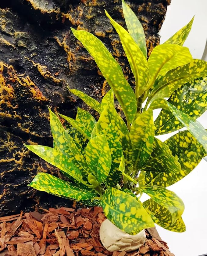 Reptile Plants Terrarium Artificial Leaves Reptile Tank Decorations for Bearded Dragon Lizard Snake Geckos Chameleon Amphibian Habitat Terrarium Decor