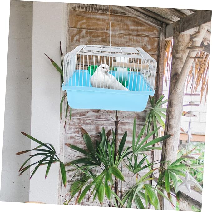 DECHOUS Bird Travel Cage: Portable Parrot Carrier with Water Feeder Small Birdcage with Wood Perch Stand and Food Tray for Parakeets and Lovebirds