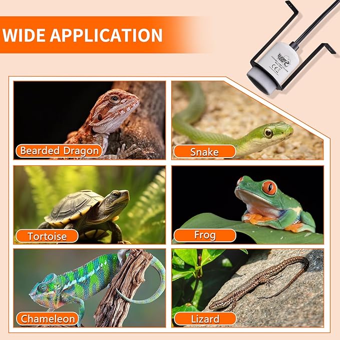 LUCKY HERP Reptile Ceramic Heat Lamp Holder, 1 Pack 300W Pet Heater Bracket (no Bulb Included), Heat Lamp Holder for Amphibians Terrariums Lizards Tortoise