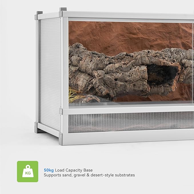 88 Gallon Reptile Tank, Reptile Enclosure for Easy Maintenance, Top Screen Ventilation & Glass Sliding Door 48x24x18''