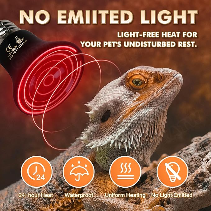 2-Pack Ceramic Heat Emitter Lamp 0.2inch(60mm)?€? 25W, Non-Light Emitting, 24/7 Safe Heat for Reptiles & Small Pets, E26