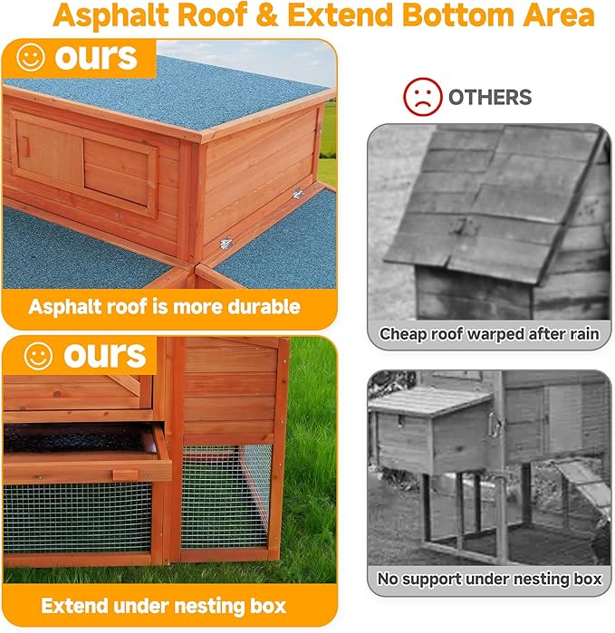 XLarge Chicken Coop with Nexting Box and Run Premium Poultry Cage with Waterproof Roof and Tray Spacious Wooden Chicken House Size for Backyard Small Animals 3-4 Chickens and Duck Orange 83"