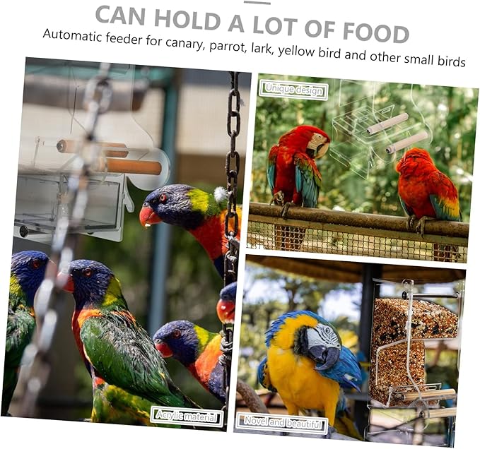 1pc Useful Bird Feeder Automatic Transparent Water Food Dispenser for Birds Acrylic Container for Parrots Canaries Larks and More for Outdoor Use