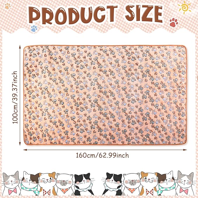 Tatuo 4 Pcs Dog Blanket for Pet Cat Blankets Indoor Puppy Teething Stuff Toys Paw Print Fleece Blanket Warm Sleep Mat for Guinea Pig Cage(White, Coffee, Pink, Purple,XX-Large(40 x 63 Inch),Square)