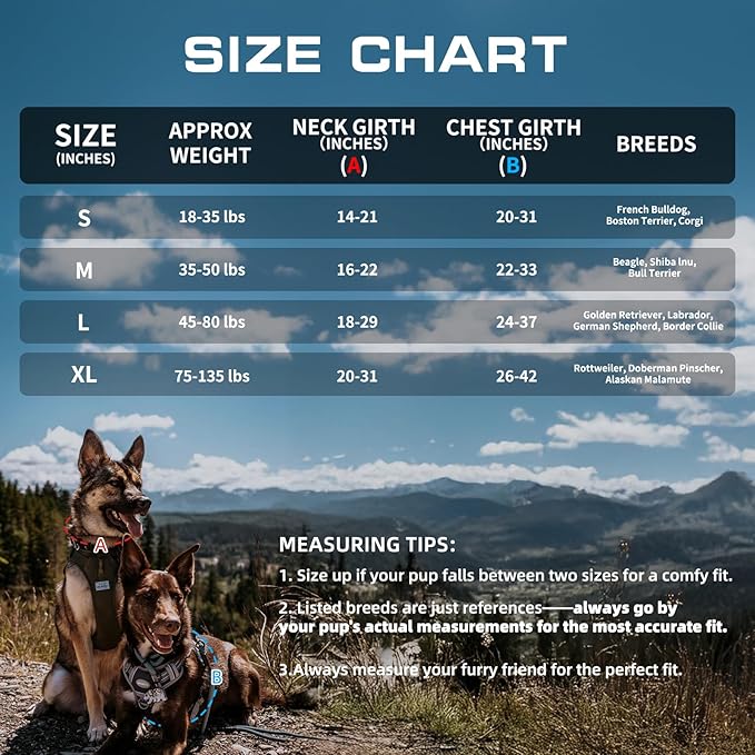 AUROTH Tactical Dog Harness for Large Dogs No Pull Adjustable Pet Harness Reflective K11 Working Training Easy Control Pet Vest Military Service Dog Harnesses