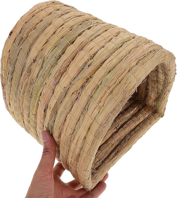 Toddmomy Straw Woven Chicken Coop Nest Small Animal Bed for Hamsters Guinea Pigs Birds Semi-Enclosed Sleep Nest Indoor Outdoor