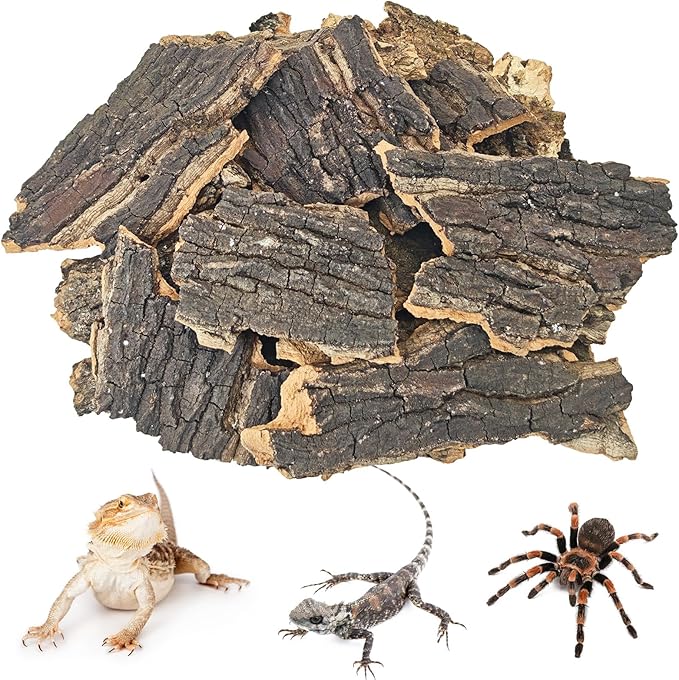 BNOSDM Reptile Cork Bark Substrate 2LB Lizard Bedding for Habitat Natural Flat Cork Wood Bulk Terrarium Reusable Bark Pieces for Chameleon, Ball Python, Crested Gecko, Spider, Tortoise, Tree Frog