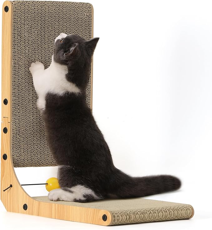 FUKUMARU Cat Scratcher, 18.9 Inch L Shaped Cat Scratch Pad for Indoor Cats by FUKUMARU