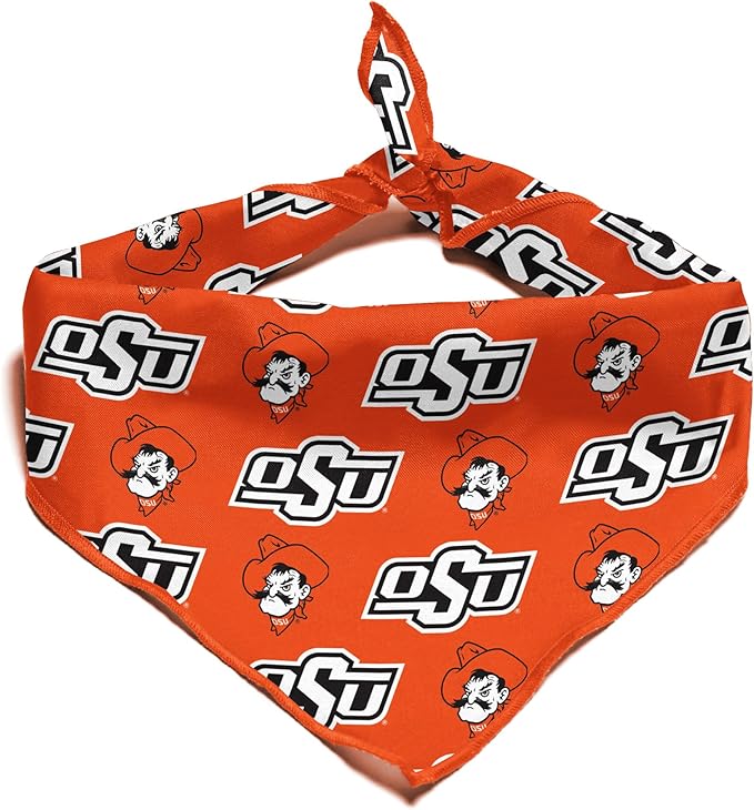 Oklahoma State Cowboys Officially Licensed Bandana for Dogs and Cats | Fits Pets Great Gift Idea | Easy-to-Tie (Small, 13")