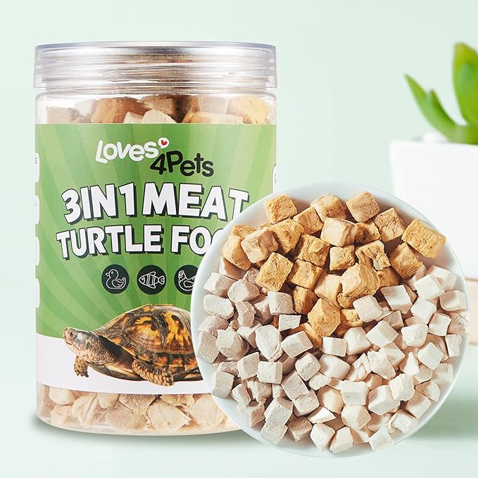 Turtle Food - 3 in 1 Freeze-Dried Meat ?€? Chicken, Duck & Salmon ?€? Natural Treats for Turtles, Cats & Dogs ?€? Human-Grade Real Meat