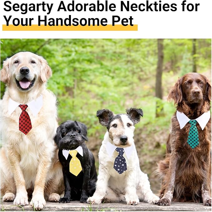 Segarty Cat Ties and Bow Ties, 6PCS Neck Tie with White Collar for Cats Dogs, Pet Valentines Christmas Graduation Wedding Gift
