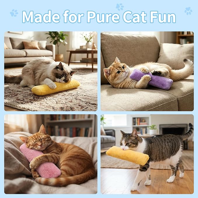 WOUSEDO Catnip Plush Pillows Toys 3 Pack, Crinkle Sound and Catnip Inside - Image 8