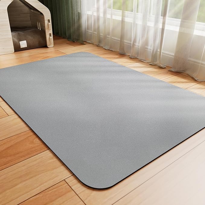 HotLive Dog Food Mat - Absorbent Cat Mat for Food and Water, No Stains Pet Feeding Bowl Mat, Easy to Clean Pet Placemats, Quick Dry Dog Water Dispenser Mat for Messy Drinkers | Grey 16"x 24"