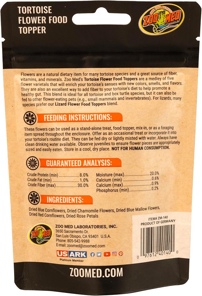 Zoo Med Tortoise & Box Turtle Flower Food Topper 0.21 oz - Pack of 4