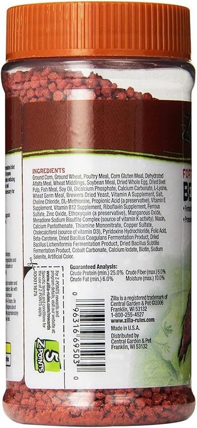 Zilla Reptile Food Bearded Dragon Fortified, 6.5-Ounce (3 Pack)