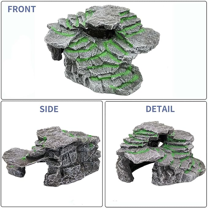 Moonorange Turtle Basking Platform Turtle Tank Decoration for Aquariums & Terrarium, Turtle, Lizard, Reptile Habitat Hideout (Black)