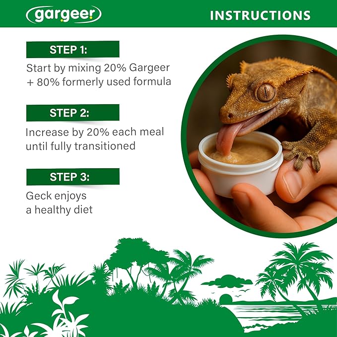 Gargeer 'Picky Geck' Rainforest Mist - Premium Crested Gecko Food | Immune & Digestion Support with Banana, Papaya, Fig & Blueberry | No Fillers - Only Premium Ingredients | 2oz | Made in USA
