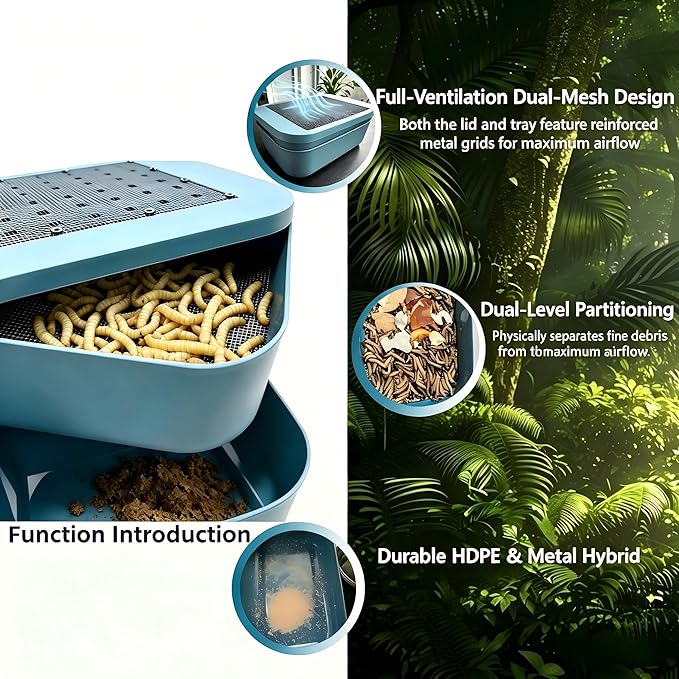 Mealworm Breeding Kit, Live Feeder Worm Farm for Reptiles, Bearded Dragons, Leopard Geckos, Birds & Chickens