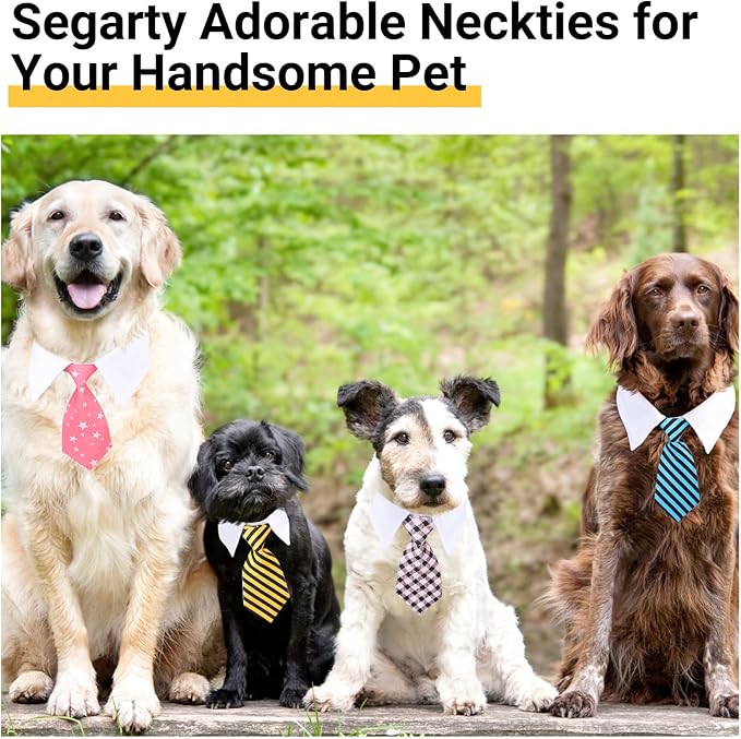 Segarty Cat Neck Tie, 6 Pack Cat Necktie with Suit White Collar Adjustable, Pet Tuxedo Costume Outfits for Male Boy Small Dogs Puppies Birthday, Valentine's Day, Wedding