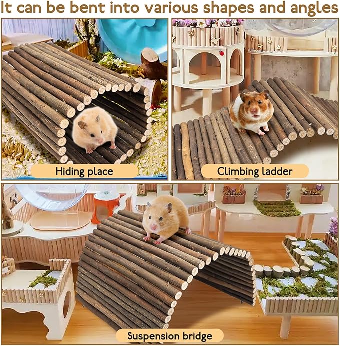 PINVNBY 2 PCS Extra Large Wooden Bunny Ladder Bridge-20 x 11.8 inches, Rabbits Hideout House Tunnel, Rodents Chew Toys for Guinea Pig Chinchillas Hedgehogs Ferrets Rat