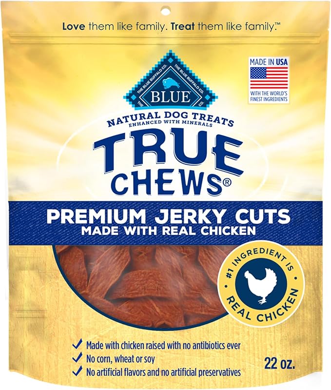 Blue Buffalo True Chews Premium Jerky Cuts Natural Dog Treats, Chicken, 22 oz bag
