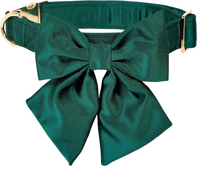 Lionet Paws Bowtie Dog Collar - Comfortable Silk Dog Collar with Detachable Bow Tie for XLarge Dogs, Neck 16-26 Inches