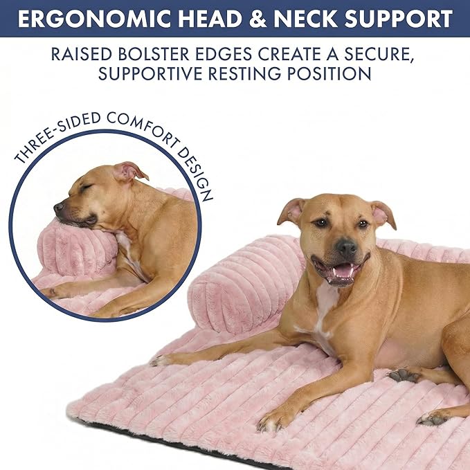 Spark Paws Luxury Dog Couch Cover Bed, Calming Pet Furniture Protector for Large & Small Dogs, Washable Bolster Dog Bed for Couch, Sofa & Bed - Pink, 2XL