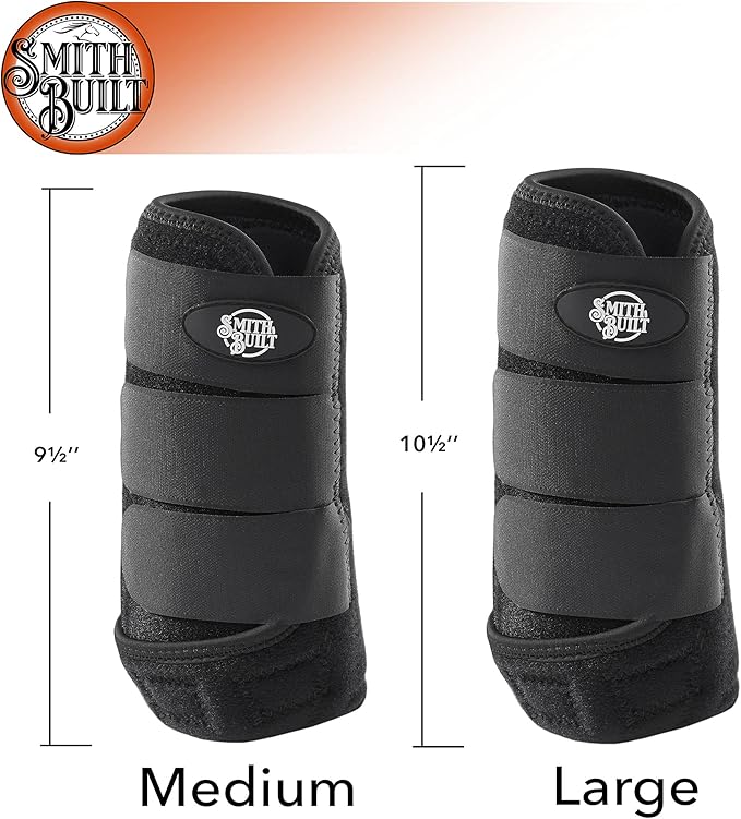 SmithBuilt Neoprene Athletic Front Boots for Horse, Large - Pair of Equine Protective Sport Wraps