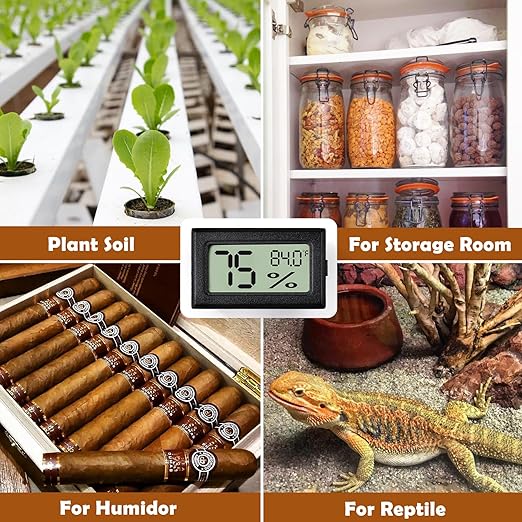 Vodolo Reptile Thermometer and Humidity Gauge,4PCS Digital Adhesive Reptile Hydrometer Thermomete Tank Accessories Pet Supplies for Tortoise Habitat,Chameleon Cage,Iguana,Tree Frog Terrarium