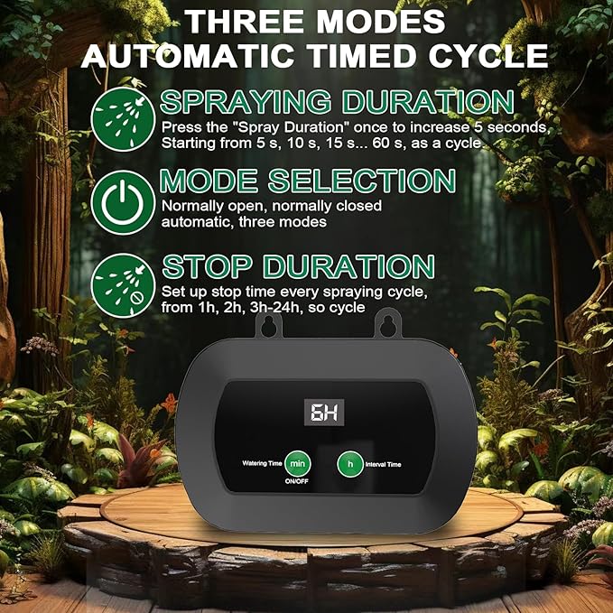 Lewisia Reptile Humidifier with Timer, 360° Rotating Nozzles Misting System Reptile Fogger Mister for Amphibians Chameleons Snakes Frogs Rainforest Plants