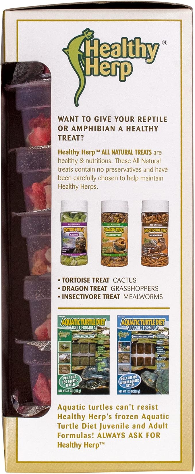 Healthy Herp Box Turtle Food Instant Meal for Reptiles - Nutritious Turtle and Tortoise Food, Habitat Accessories - Made in USA, Quick Prep - 7 x 0.19 oz (5.4g) Cups