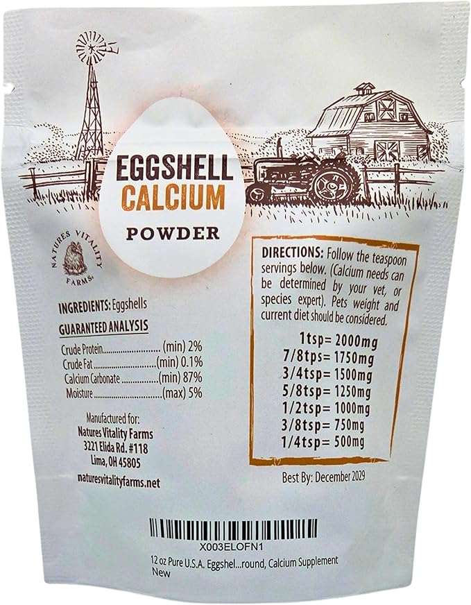12 oz Pure U.S.A. Eggshell Powder for Dogs/Cats, Finely Ground, Calcium Supplement