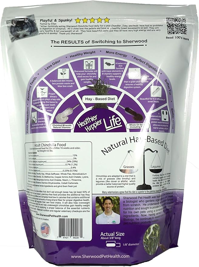 Sherwood Pet Health Adult Chinchilla Food, Alfalfa/Timothy Blend