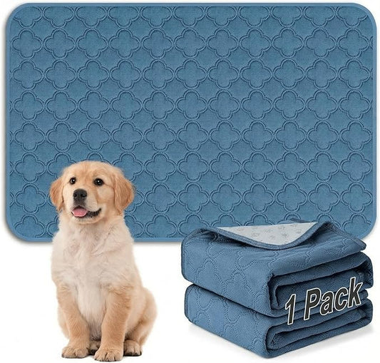 FunFurry Washable Pee Pads for Dogs - 2 Pack Reusable Pee Pads，Waterproof Puppy Pads，Pet Training Pads，Super Absorbent with Dog Paw Shape Non-Slip Backing (Blue, 36" X 48" - 2 Pack)