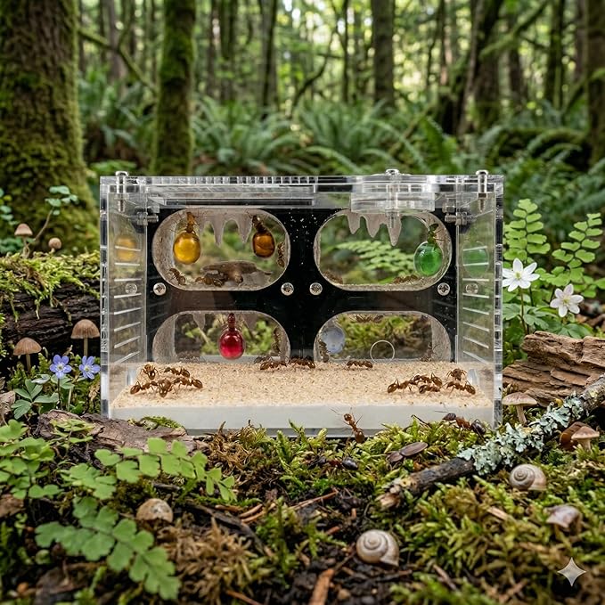 Acrylic Ant Farm Terrarium – Formicarium Ant Nest Habitat System, Observation Chambers for Live Ants & Queen – Educational for Adults