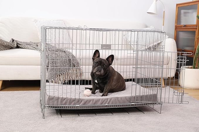 NUPIDA Orthopedic Dog Beds for Medium Dogs Waterproof Dog Bed for Crate, with Removable Washable Cover and Non-Slip Bottom, 29x18 Inch, Light Gray
