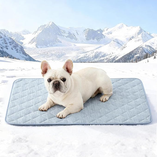 COZY KISS Dog Cooling Mat 32"x44" Q-Max>0.4, Waterproof Pet Cooling Pad, Leakproof & Non-Slip Dog Bed Cover, Washable Cooling Blanket for Medium Dogs, Crate, Sofa, Floor(Blue)