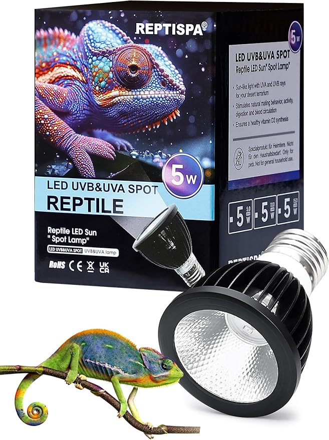 LED UVB Light for Reptiles, 5W 10.0 LED UVB Lamp, Reptile UVB Bulb for Bearded Dragon Lizard Gecko Snake Turtle, Provide Sufficient UVB Exposure Tropical & Desert Reptiles