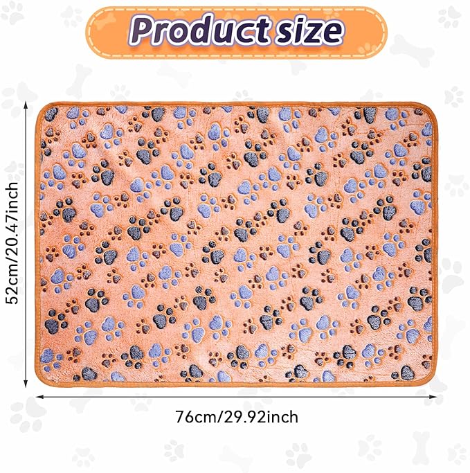 Tatuo 4 Pcs Dog Blanket for Pet Cat Blankets Indoor Puppy Teething Stuff Toys Paw Print Fleece Blanket Warm Sleep Mat for Guinea Pig Cage(Coffee,Medium(30 x 20.5 Inch),Square)