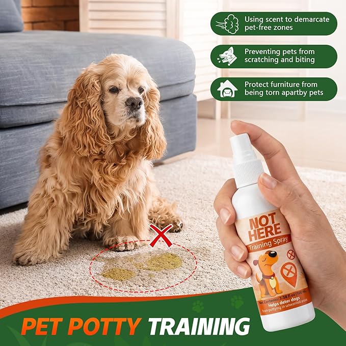 Dog Potty Training Spray for Dogs & Puppies, No-Go Spray & Here Potty Training Spray, Helps Stop Marking & Supports Housebreaking, Safe Gentle Formula, Indoor Outdoor Training Aid - 3.38 fl oz 2 PCS