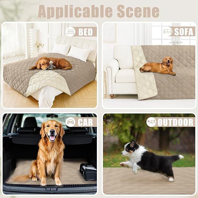 Smiry Waterproof Dog Bed Cover Blanket 30x82, Soft Reversible Pet Blanket, Washable Leakproof Cats Dogs Couch Cover for Sofa, Couch, Furniture, Lattice, Taupe/Beige