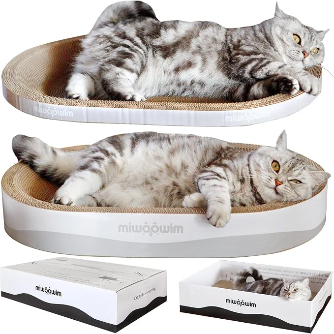 miwoowim 23.6" Extra Large Cat Scratcher Bed & Box Set, Oval Lounge Bowl - Image 7