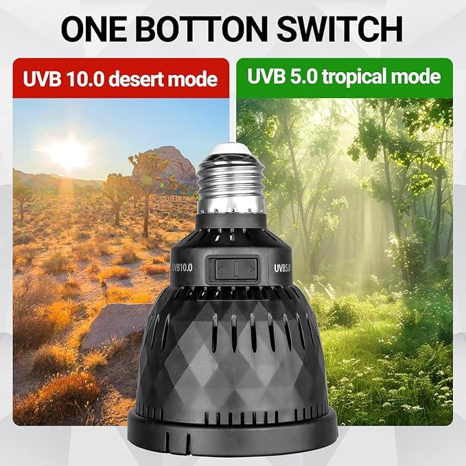 REPTI ZOO UVB Light Bulb for Reptile, 5.0 & 10.0 UVB UVA Reptile Light Bulb for Turtles Bearded Dragon Gecko Lizard Snake, Full Spectrum Sun Lamp Energy-Efficient & Natural Sunlight Simulation